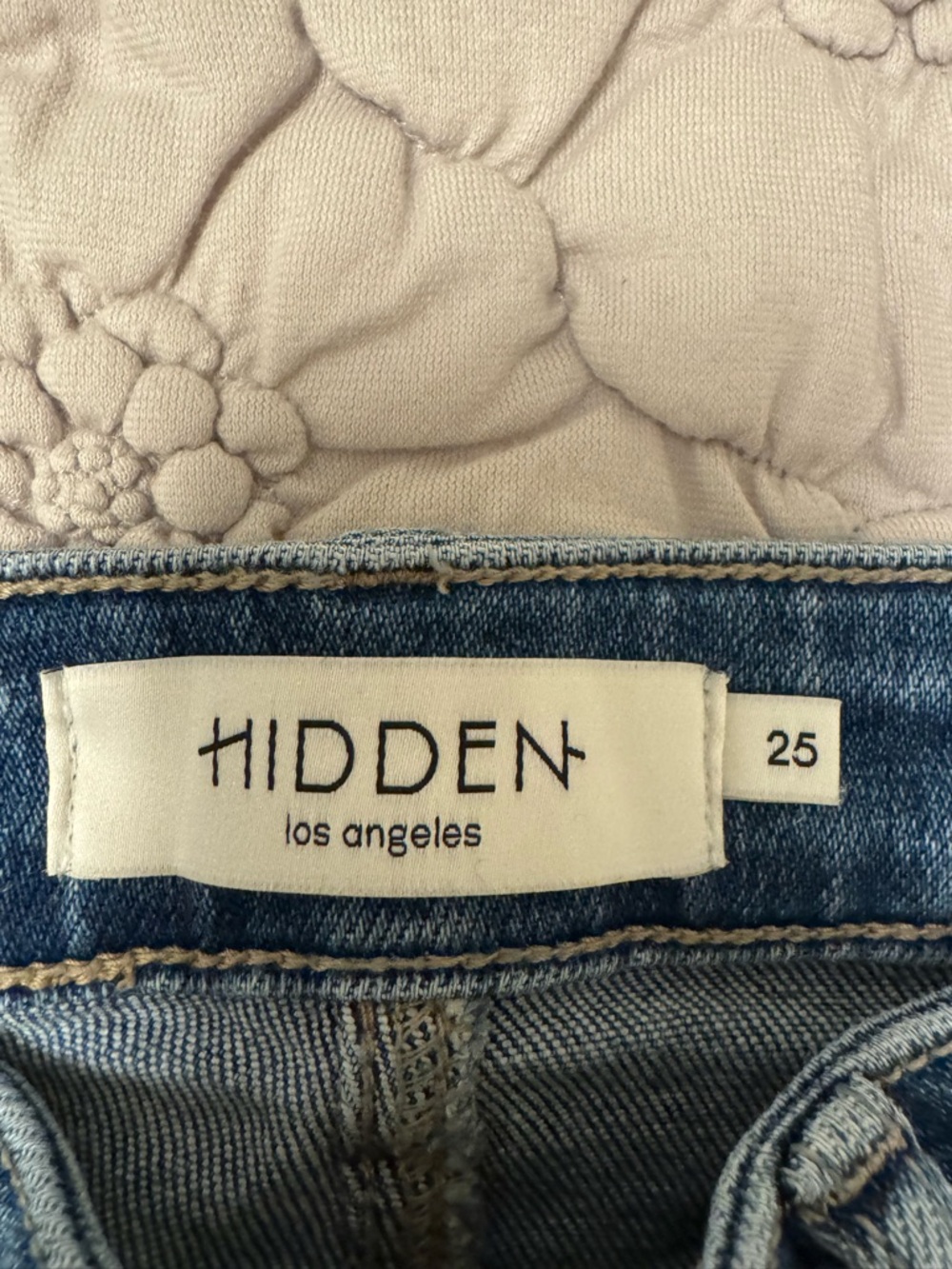 High-Rise Medium Blue Flare Jeans with Raw Hem - Picture 2 of 5